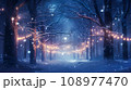 Winter forest covered with snow in lights 108977470