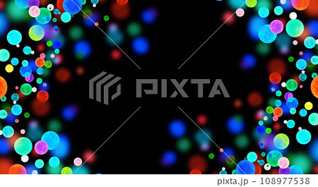 カラフルでポップな水玉模様のフレーム 黒バック カラフルでポップな水玉模様のフレーム 黒バック 108977538