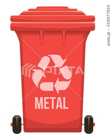 Metal text red garbage bin vector illustration isolated on white background. Metal text red garbage bin vector illustration isolated on white background. 108977603