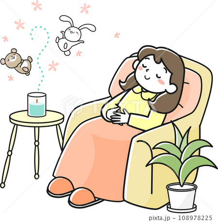 アロマキャンドルでリラックスする若い女性 アロマキャンドルでリラックスする若い女性 108978225