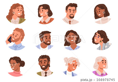 People faces vector illustration. Expressions on peoples faces provide insights into their emotions and thoughts Personal experiences shape peoples perceptions themselves and others Each individual 108978745