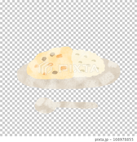 水彩手描き　シチューライスのイラスト　テクスチャあり 108978855