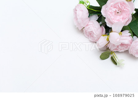 Beautiful wedding bouquet isolated on white background. Fresh, lush, trendy and modern colorful flowers. 108979025