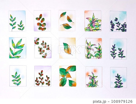 シックな色合いの植物セット 108979126