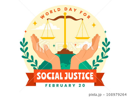 World Day of Social Justice Vector Illustration on February 20 with Scales or Hammer for a Just Relationship and Injustice Protection in Background 108979264