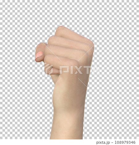 Illustration of a woman's pose holding her hand seen from the side 3D illustration of hand signs only 108979346