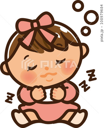 すやすや眠っている赤ちゃんのかわいいイラスト 108979684