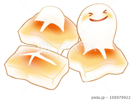 焼いたお餅がふくらんだところのかわいいベクターイラスト 108979922