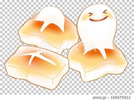 焼いたお餅がふくらんだところのかわいいベクターイラスト 108979922