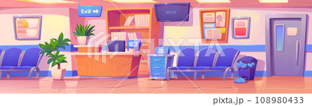 Hospital reception interior - cartoon vector Hospital reception interior - cartoon vector 108980433