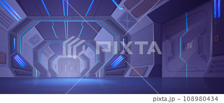 Futuristic spaceship metal door on ship interior 108980434