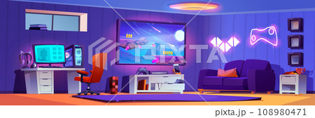 Gamer room interior design Gamer room interior design 108980471