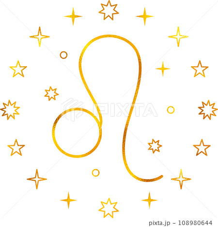 Leo zodiac sign with gold foil effect. 108980644
