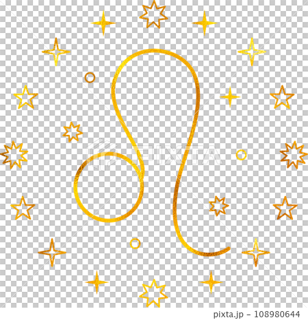 Leo zodiac sign with gold foil effect. 108980644