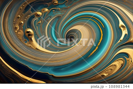 fluid metallic paint pour and color blending  108981344