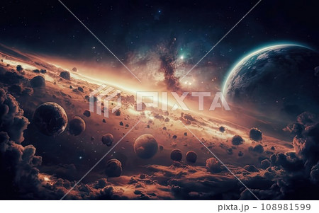 universe planets Milkyway and stars  108981599