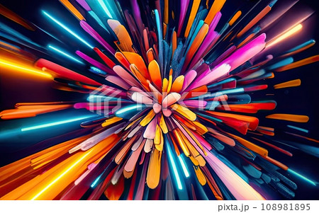 abstract multicolor sparkly glitter bursting on dark background  108981895