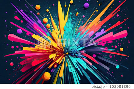 abstract multicolor sparkly glitter bursting on dark background  108981896