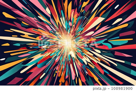 abstract multicolor sparkly glitter bursting on dark background  108981900