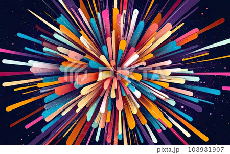 abstract multicolor sparkly glitter bursting on dark background abstract multicolor sparkly glitter bursting on dark background 108981907