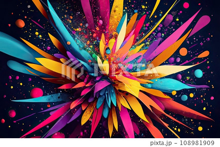 abstract multicolor sparkly glitter bursting on dark background abstract multicolor sparkly glitter bursting on dark background 108981909