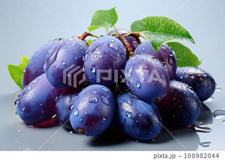 Group of plums with leaf 108982044