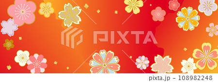 和風の花の背景素材　横 108982248