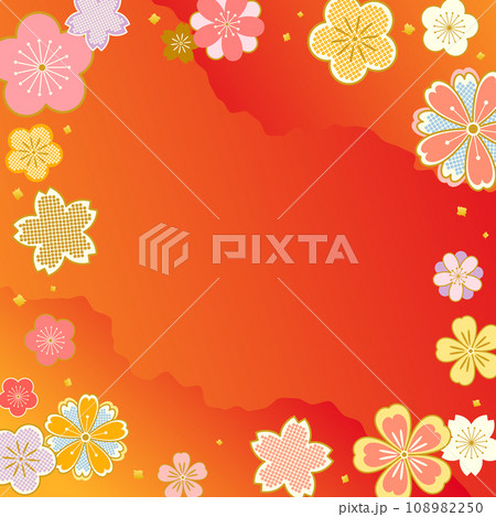 和風の花の背景素材　正方形 108982250