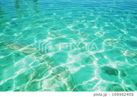 The blue sea view shining bright and transparent in summer. generative ai. The blue sea view shining bright and transparent in summer. generative ai. 108982408
