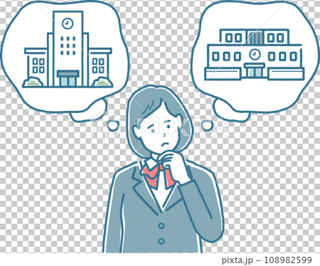 A female student who is worried about the school of her choice 108982599