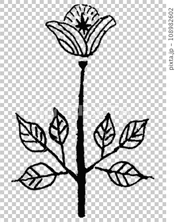 Retro floral monochrome illustration 108982602