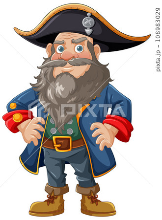 Cheerful Pirate Cartoon Character Wearing Pirate Hat Cheerful Pirate Cartoon Character Wearing Pirate Hat 108983029