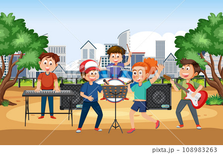 Young People's Music Band Performing at Park 108983263