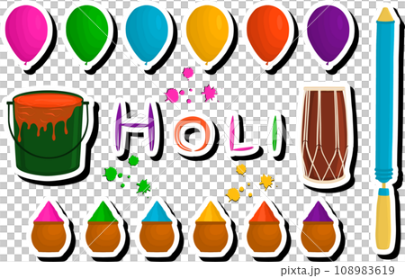 Beautiful illustration on theme of celebrating annual holiday Holi Beautiful illustration on theme of celebrating annual holiday Holi 108983619