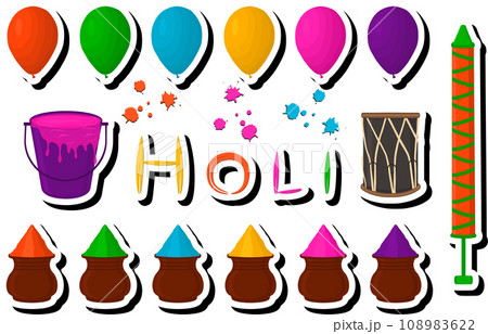Beautiful illustration on theme of celebrating annual holiday Holi Beautiful illustration on theme of celebrating annual holiday Holi 108983622
