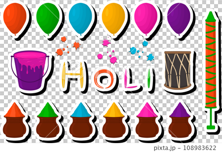 Beautiful illustration on theme of celebrating annual holiday Holi Beautiful illustration on theme of celebrating annual holiday Holi 108983622