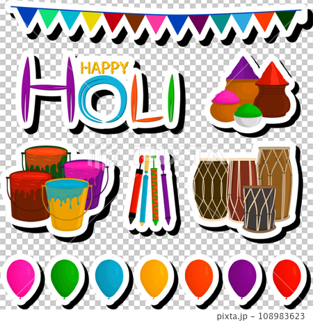 Beautiful illustration on theme of celebrating annual holiday Holi Beautiful illustration on theme of celebrating annual holiday Holi 108983623