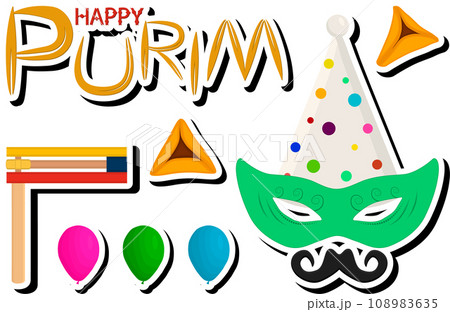Beautiful illustration on theme of celebrating annual holiday Purim Beautiful illustration on theme of celebrating annual holiday Purim 108983635