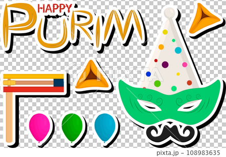 Beautiful illustration on theme of celebrating annual holiday Purim 108983635