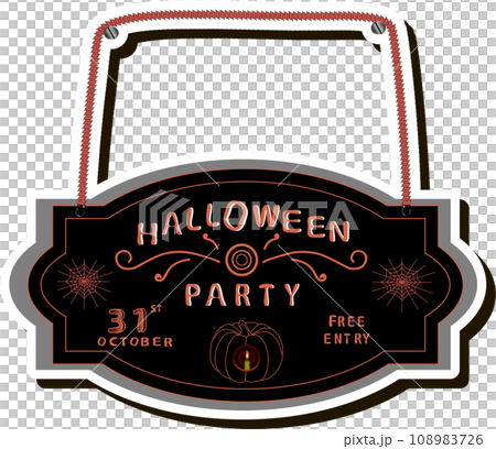Illustration on theme sticker for celebration holiday Halloween with orange pumpkins 108983726