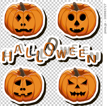 Illustration on theme sticker for celebration holiday Halloween with orange pumpkins 108983727