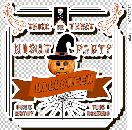 Illustration on theme sticker for celebration holiday Halloween with orange pumpkins Illustration on theme sticker for celebration holiday Halloween with orange pumpkins 108983732