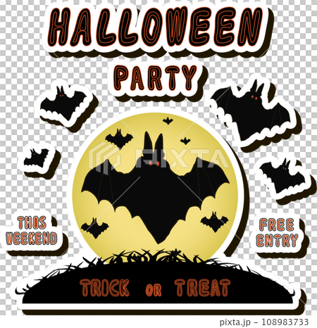 Illustration on theme sticker for celebration holiday Halloween with orange pumpkins Illustration on theme sticker for celebration holiday Halloween with orange pumpkins 108983733