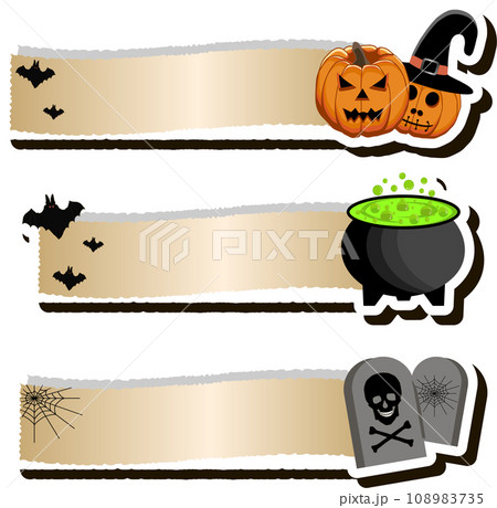 Illustration on theme sticker for celebration holiday Halloween with orange pumpkins 108983735