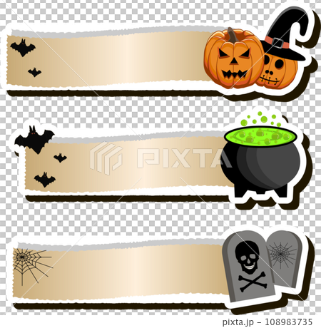 Illustration on theme sticker for celebration holiday Halloween with orange pumpkins 108983735