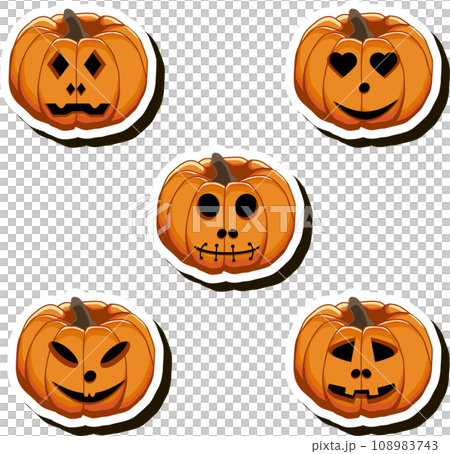 Illustration on theme sticker for celebration holiday Halloween with orange pumpkins Illustration on theme sticker for celebration holiday Halloween with orange pumpkins 108983743