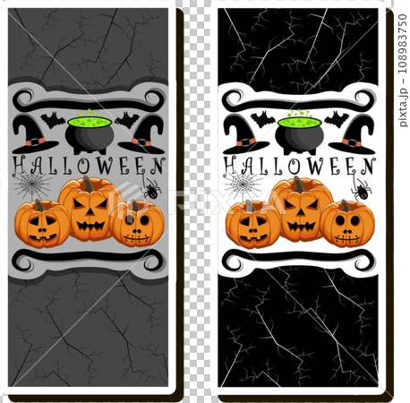Illustration on theme sticker for celebration holiday Halloween with orange pumpkins 108983750