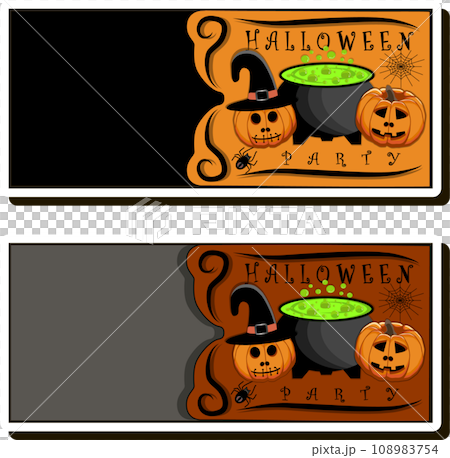 Illustration on theme sticker for celebration holiday Halloween with orange pumpkins Illustration on theme sticker for celebration holiday Halloween with orange pumpkins 108983754