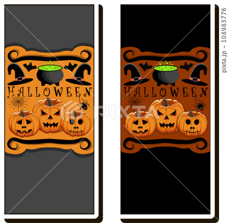 Illustration on theme sticker for celebration holiday Halloween with orange pumpkins Illustration on theme sticker for celebration holiday Halloween with orange pumpkins 108983776