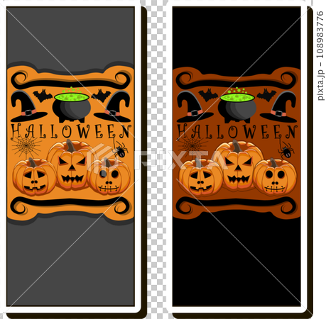 Illustration on theme sticker for celebration holiday Halloween with orange pumpkins Illustration on theme sticker for celebration holiday Halloween with orange pumpkins 108983776